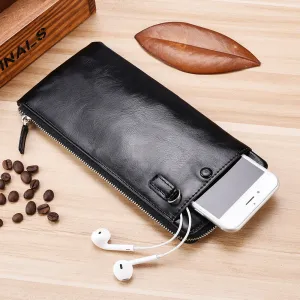 Men's Long Korean Style Green Zipper Mobile Men's Wallets
