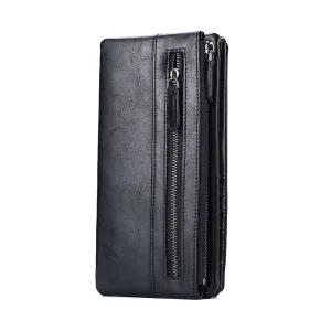 Men's Long Type Zipper Trendy Green Soft Men's Wallets
