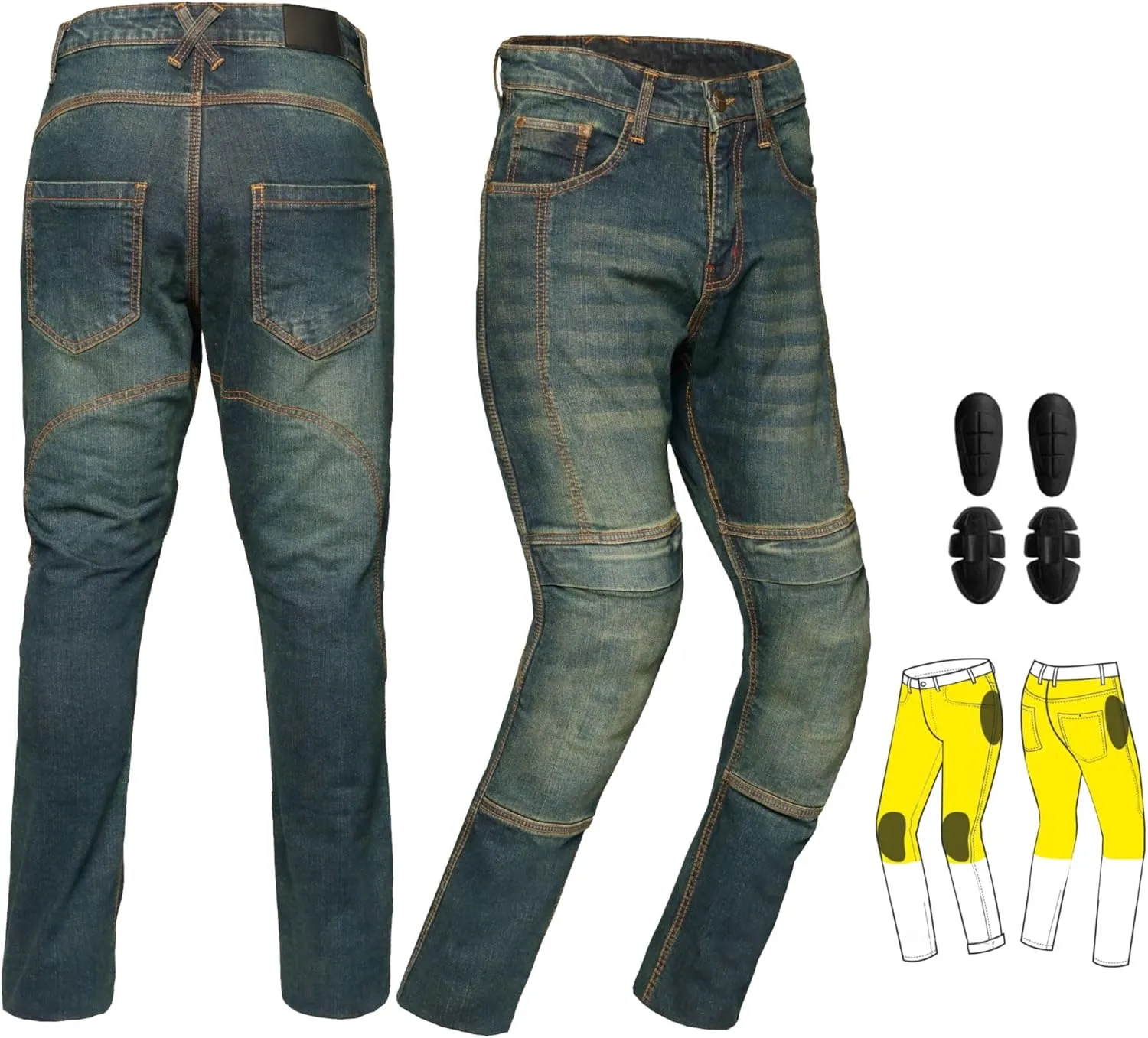 Mens Motorbike Jeans Made with Aramid Fiber Bikers Pants