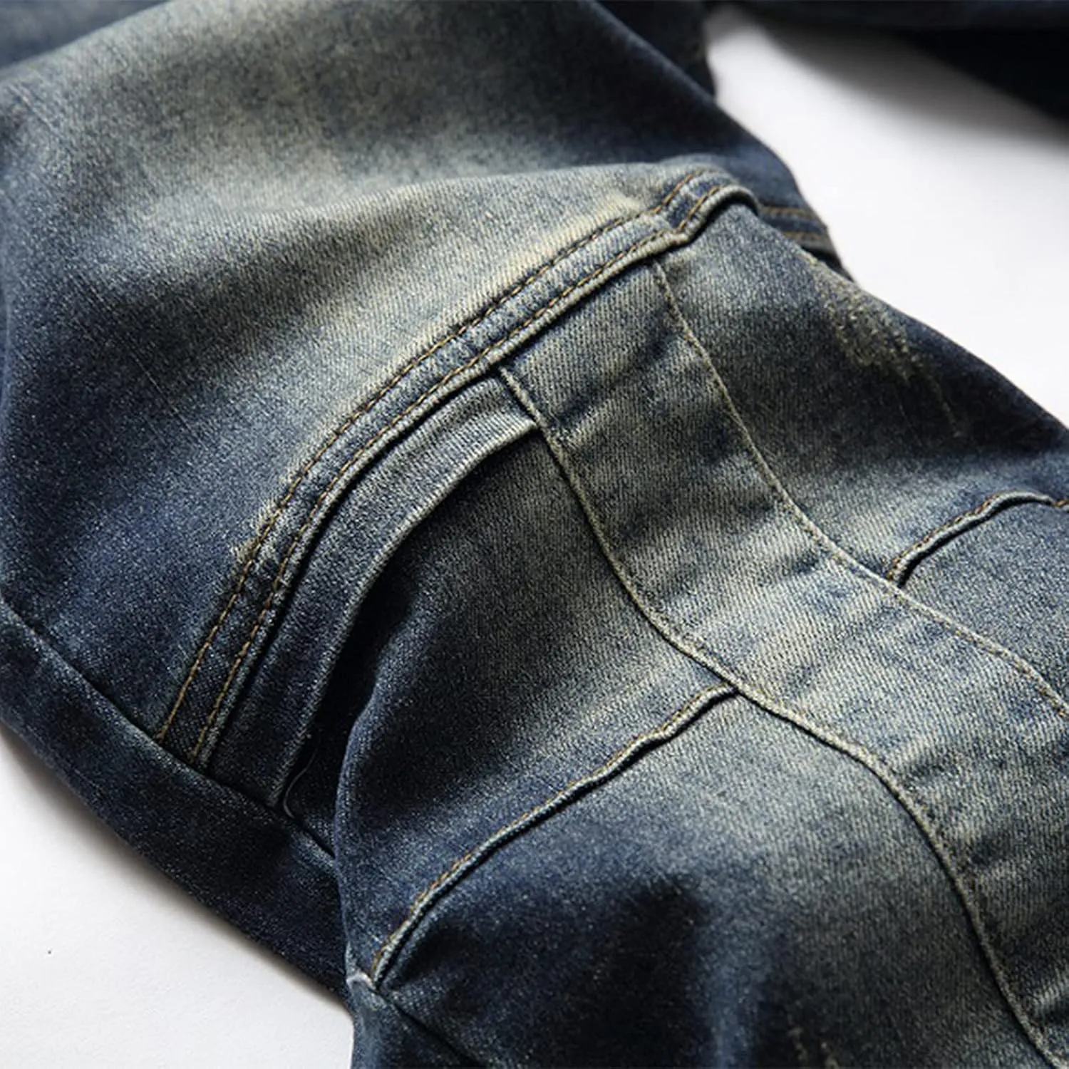 Men's Ripped Jeans Casual Stretch Button Zipper Pants with Pockets Relaxed Fit Denim Pants Boys Trendy Streetwear Jeans