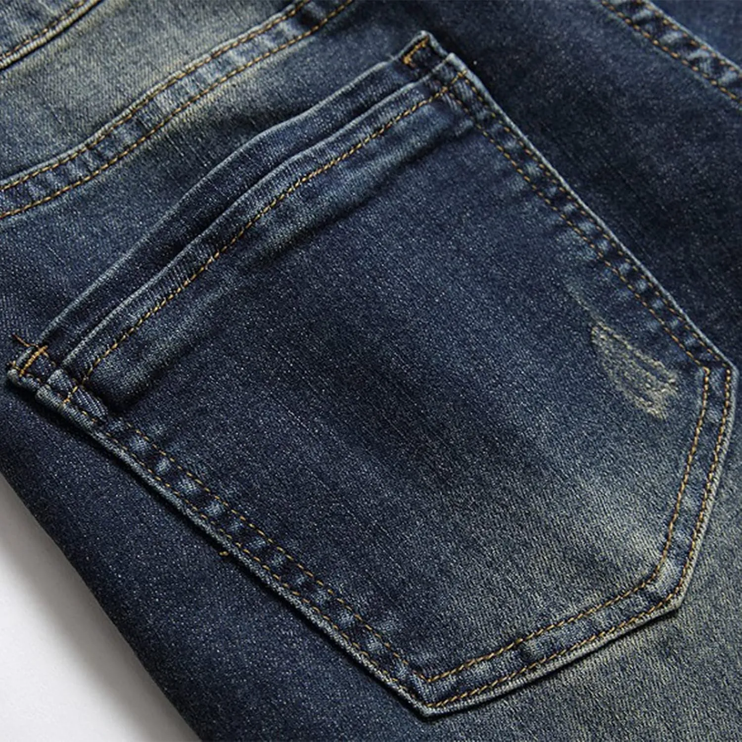 Men's Ripped Jeans Casual Stretch Button Zipper Pants with Pockets Relaxed Fit Denim Pants Boys Trendy Streetwear Jeans