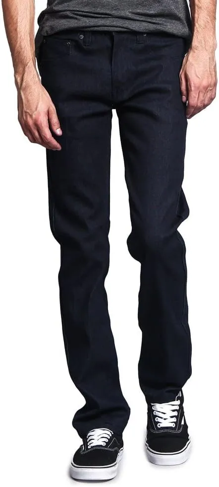Men's Slim Fit Unwashed Raw Denim Jeans DL980