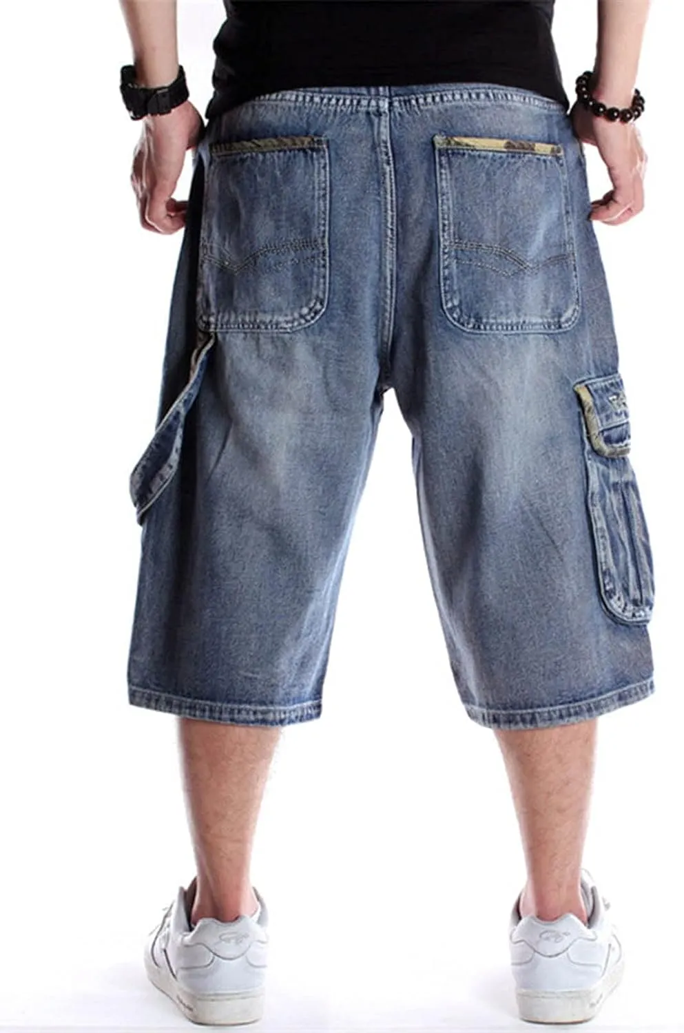 Men`s Summer Multi-Pockets Thin Regular Fit Denim Cargo Shorts