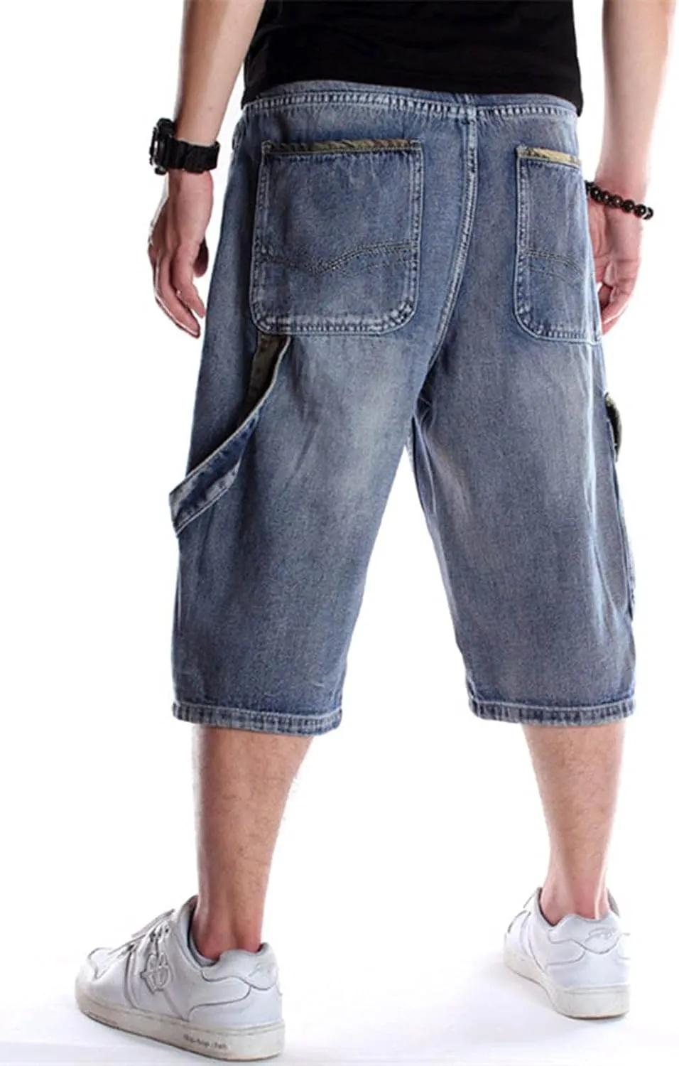 Men`s Summer Multi-Pockets Thin Regular Fit Denim Cargo Shorts