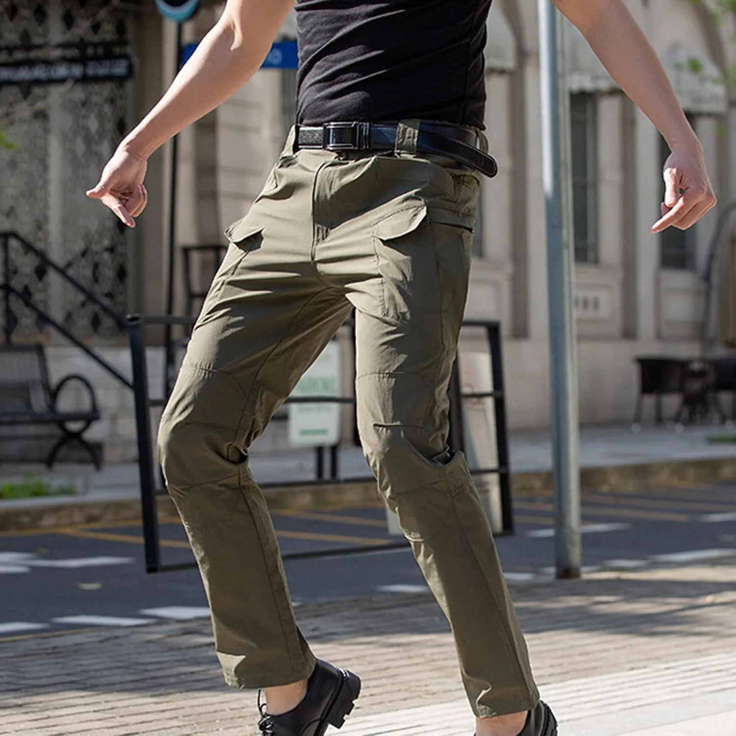 Mens Sweatpants with Pockets Classic Fit Cotton Multi Pockets Cargo Pants Loose Fit Athletic Pant Outdoor Fashion