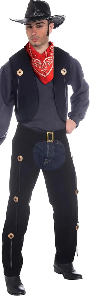 Men's Wild West Cowboy Vest and Chaps Costume Set