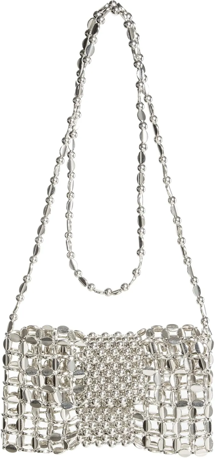 Metallic Beaded Sequin Crossbody Bag with Lining | Acrylic Bead WOC | Elegant Wallet on Chain for Evening Galas