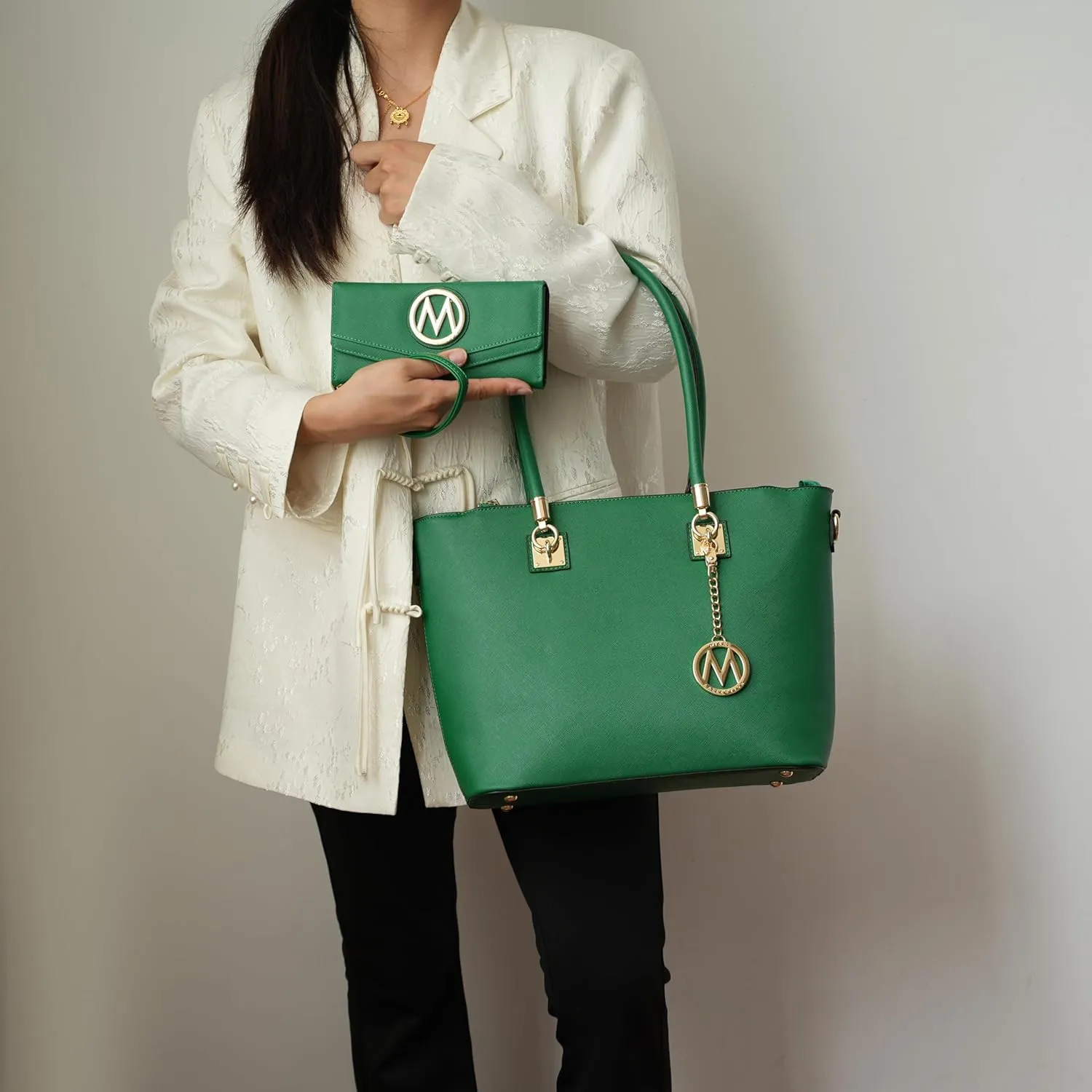 Mia K Collection Crossbody Shoulder Handbag for Women, PU Leather Pocketbook Top-Handle Purse Tote-Satchel Bag