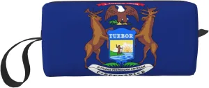 Michigan State Flag print Travel Cosmetic Bag Gifts for Women Portable Make Up Bags for Women Mother Sister