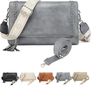 Micmores Crossbody Bags for Women Crossbody Purse Vegan Leather Purse Shoulder Handbags With 2 shoulder straps