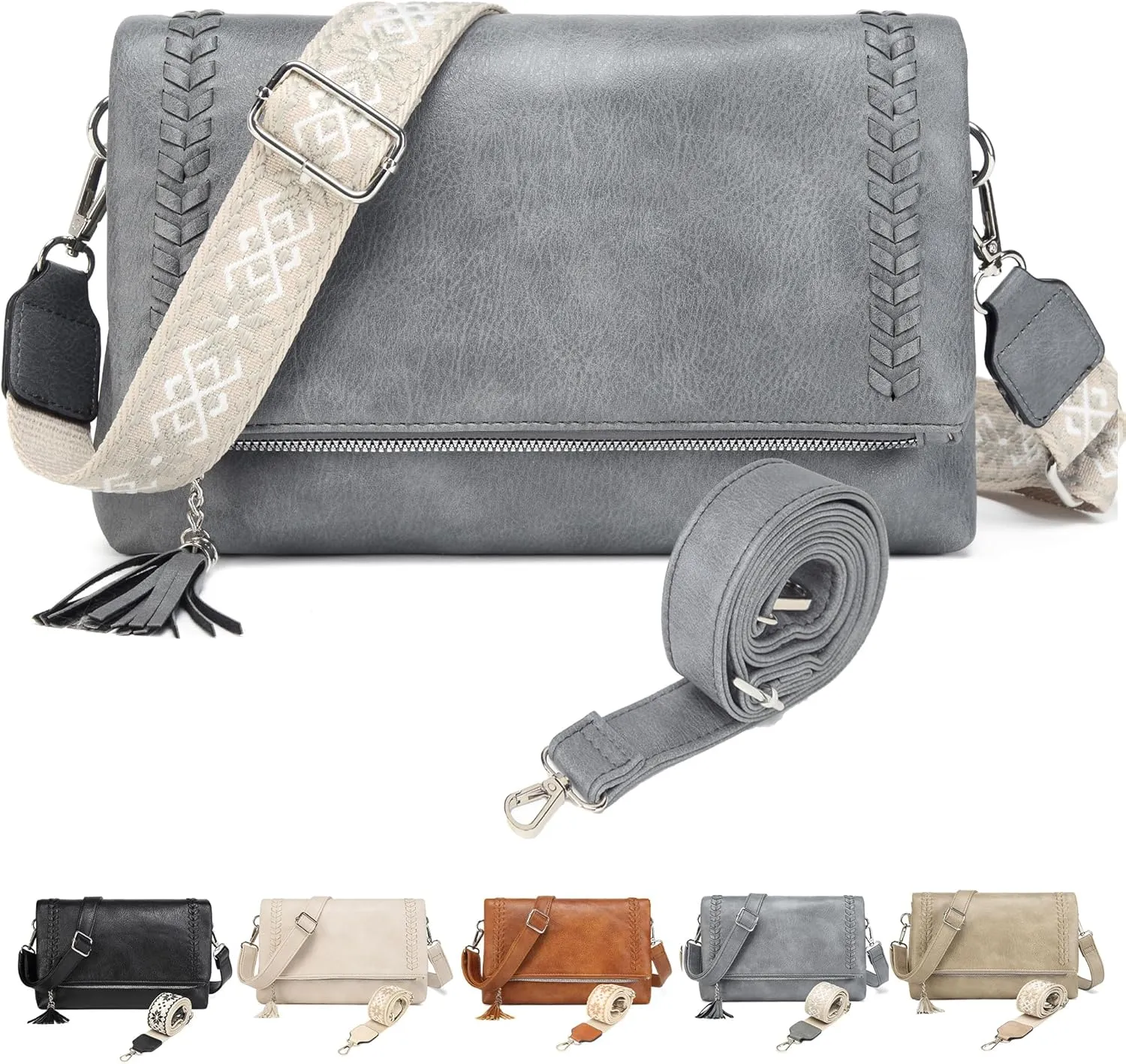 Micmores Crossbody Bags for Women Crossbody Purse Vegan Leather Purse Shoulder Handbags With 2 shoulder straps