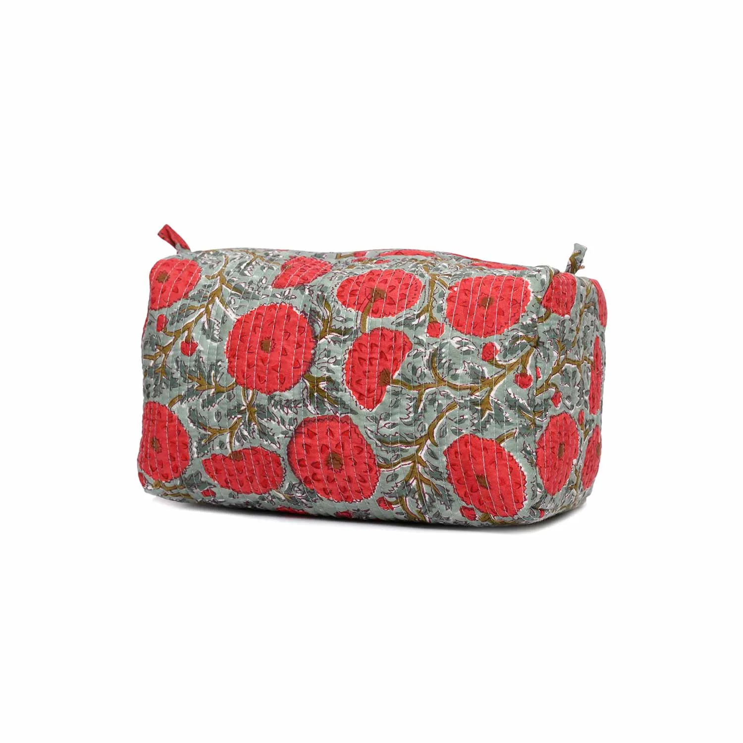 MIDNIGHT MARI GOLD GREEN QUILTED TOILETRY POUCH