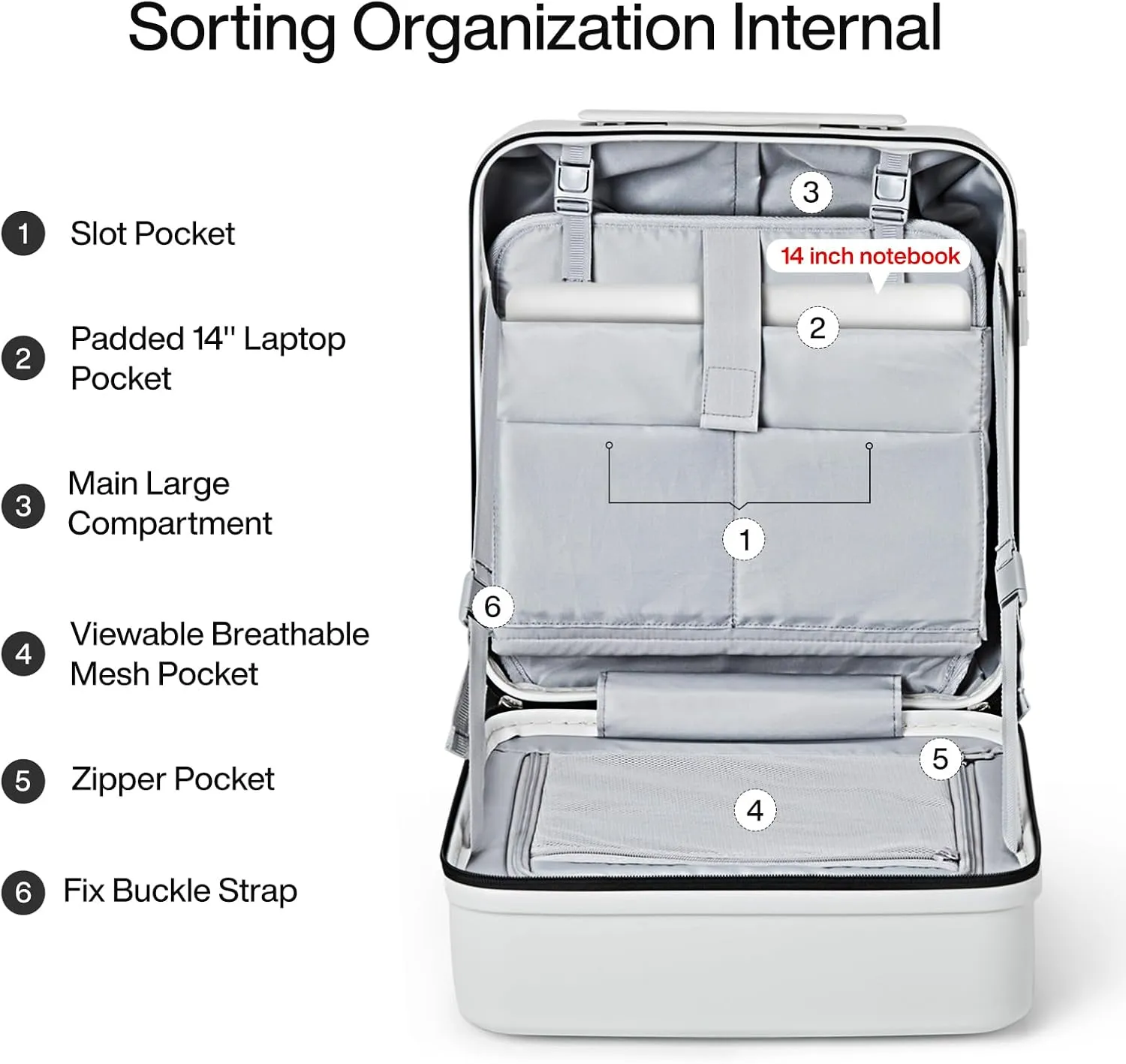 MILADA Underseat Carry On Luggage With Wheels 16 Inch Underseat Carry On bag Small Suitcase Hard Case Luggage With TSA Approved Mini Personal Item Travel Luggage, Smoke White