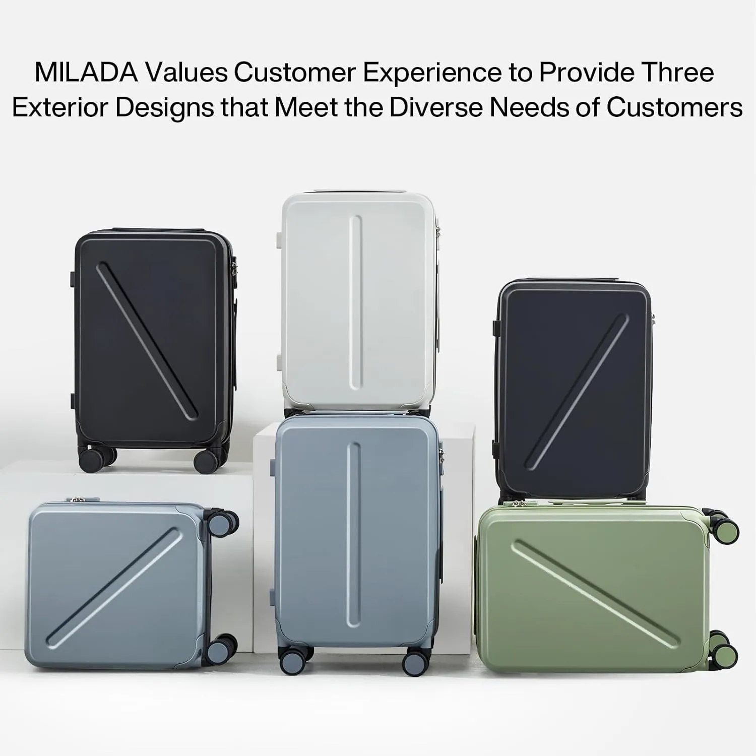 MILADA Underseat Carry On Luggage With Wheels 16 Inch Underseat Carry On bag Small Suitcase Hard Case Luggage With TSA Approved Mini Personal Item Travel Luggage, Smoke White