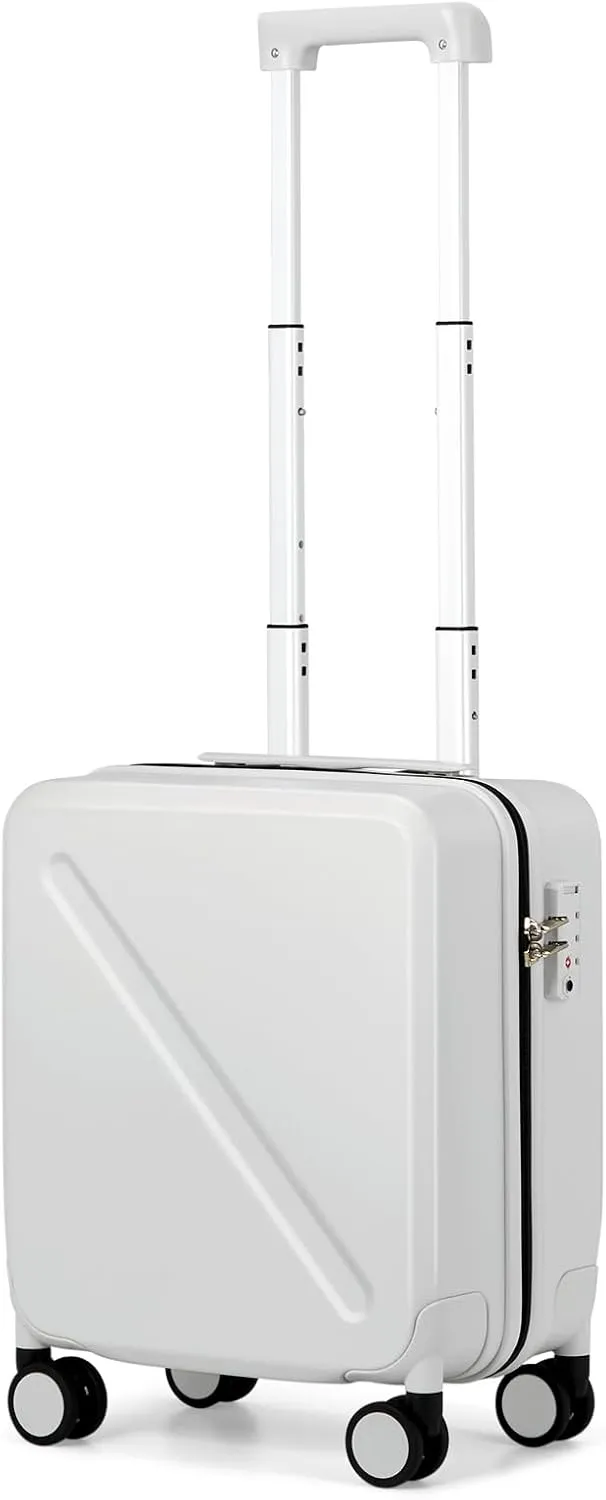 MILADA Underseat Carry On Luggage With Wheels 16 Inch Underseat Carry On bag Small Suitcase Hard Case Luggage With TSA Approved Mini Personal Item Travel Luggage, Smoke White