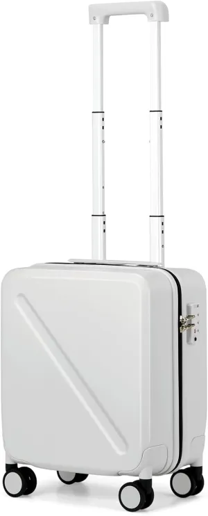MILADA Underseat Carry On Luggage With Wheels 16 Inch Underseat Carry On bag Small Suitcase Hard Case Luggage With TSA Approved Mini Personal Item Travel Luggage, Smoke White