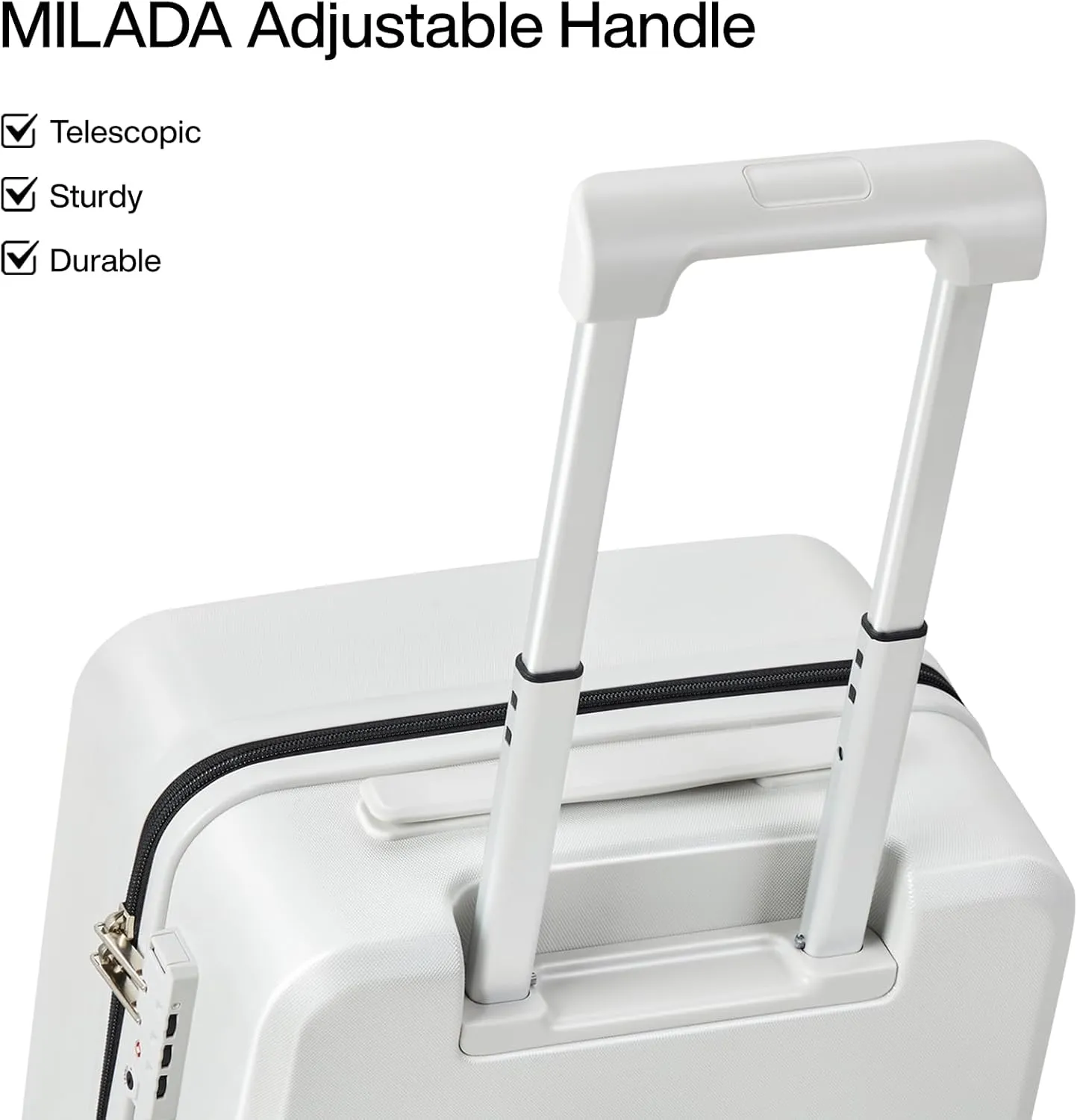 MILADA Underseat Carry On Luggage With Wheels 16 Inch Underseat Carry On bag Small Suitcase Hard Case Luggage With TSA Approved Mini Personal Item Travel Luggage, Smoke White