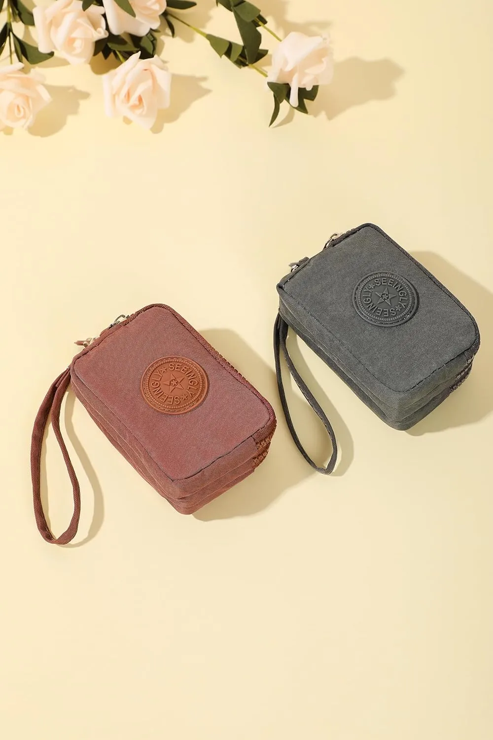 Mini Coin Purse Pouch for Women Men Triple Capacity Change Pouch Purplish Little Travel Wallet (Black)