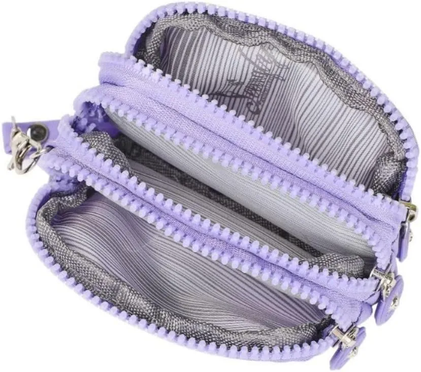 Mini Coin Purse Pouch for Women Men Triple Capacity Change Pouch Purplish Little Travel Wallet (Black)