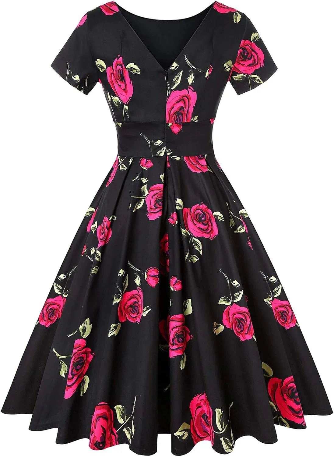 MINTLIMIT Women's 1950s Retro Vintage Rockabilly Short Sleeve Cocktail Party Swing Dress