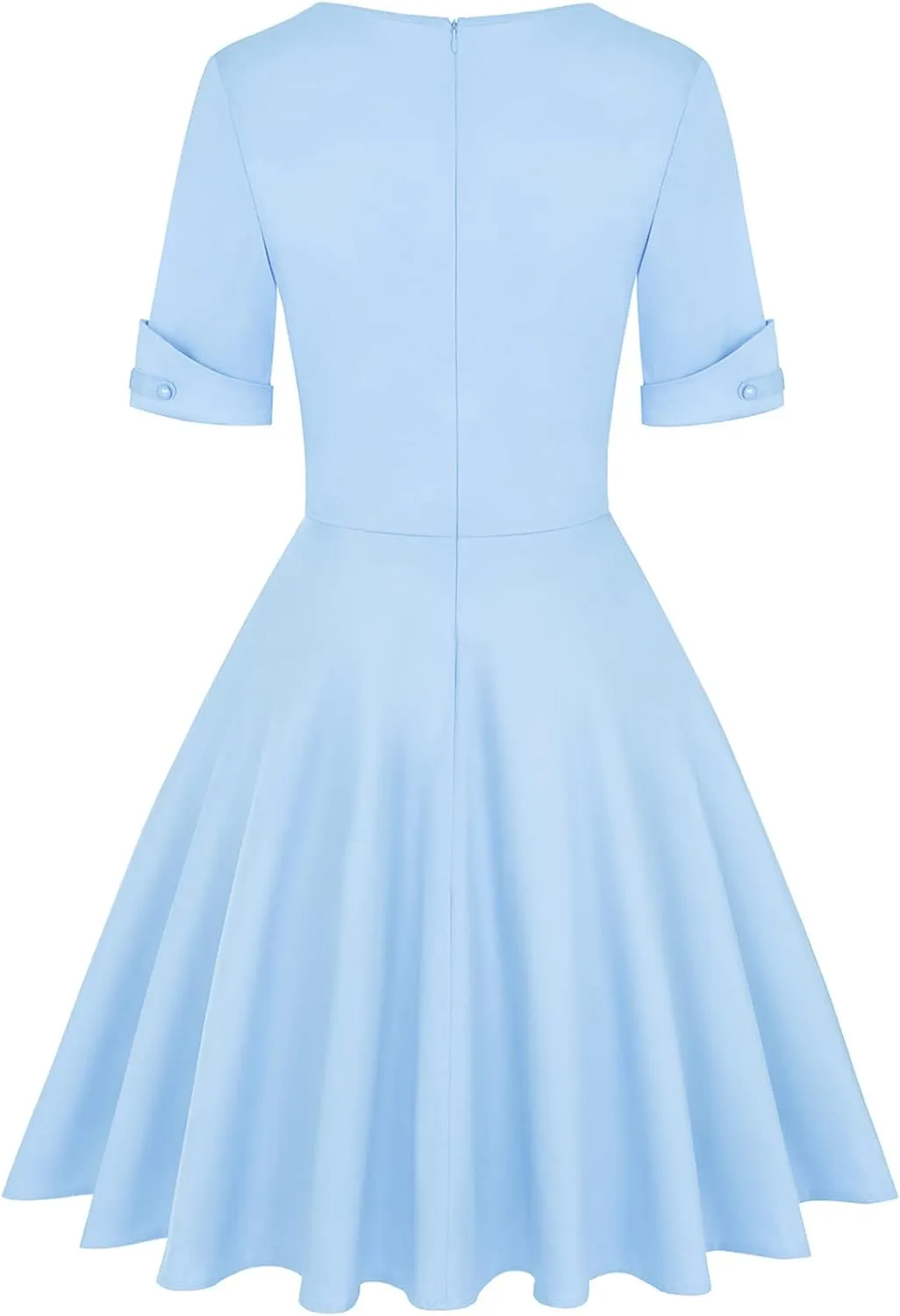 MINTLIMIT Women's 1950s Vintage Wrap V Neck Half Sleeve Retro Cocktail Swing Dress Plain A-line Dresses