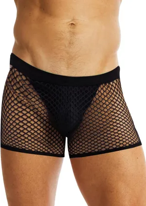 MIZOK Men's Sexy Sheer Fishnet Boxer Briefs Mesh See Through Pouch Boxer Underwear