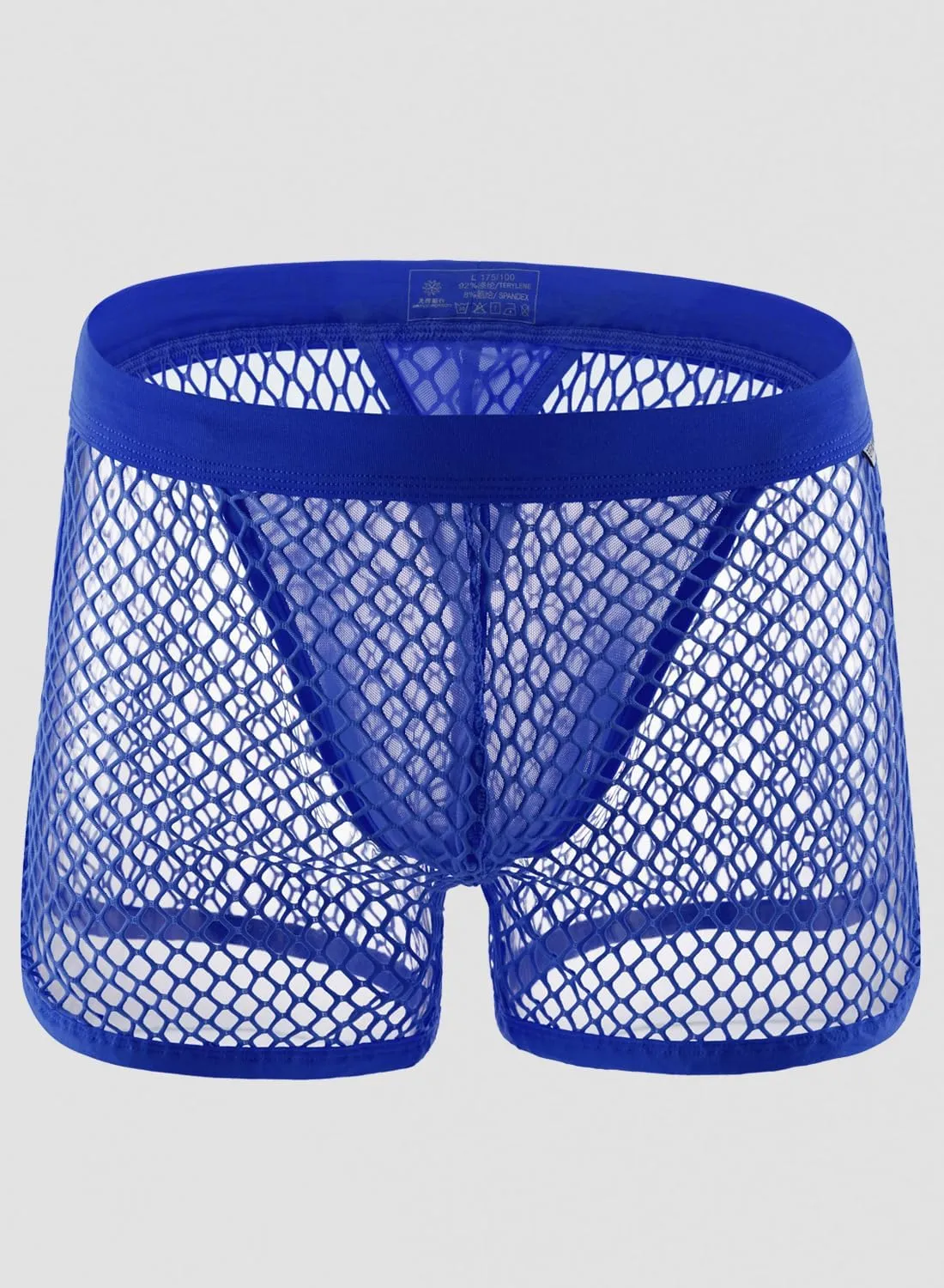 MIZOK Men's Sexy Sheer Fishnet Boxer Briefs Mesh See Through Pouch Boxer Underwear