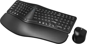MK960 Ergonomic Wireless Keyboard Mouse Combo, Bluetooth/2.4G Split Design Keyboard with Palm Rest and 4 Level DPI Adjustable Wireless Mouse Multi-Device, Rechargeable, for Windows/Mac/Android