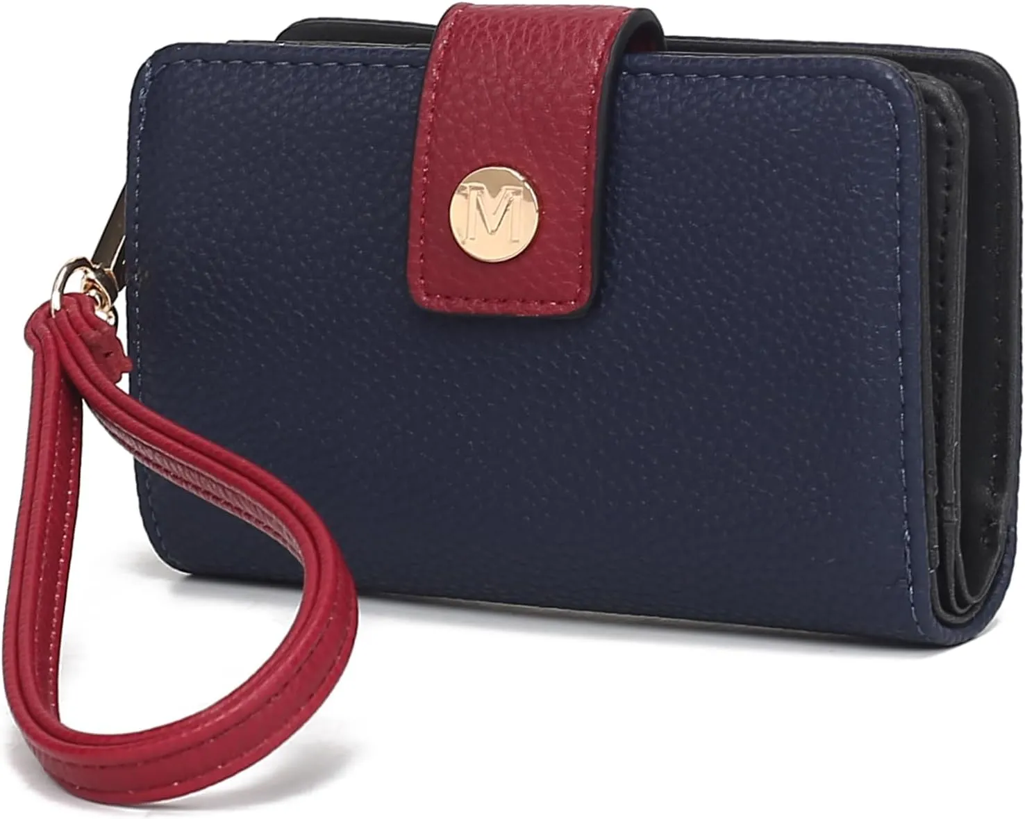 MKF Collection Wallet Wristlet for Women, Multi Compartment Color Block Wristlet Strap Purse By Mia K