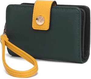 MKF Collection Wallet Wristlet for Women, Multi Compartment Color Block Wristlet Strap Purse By Mia K