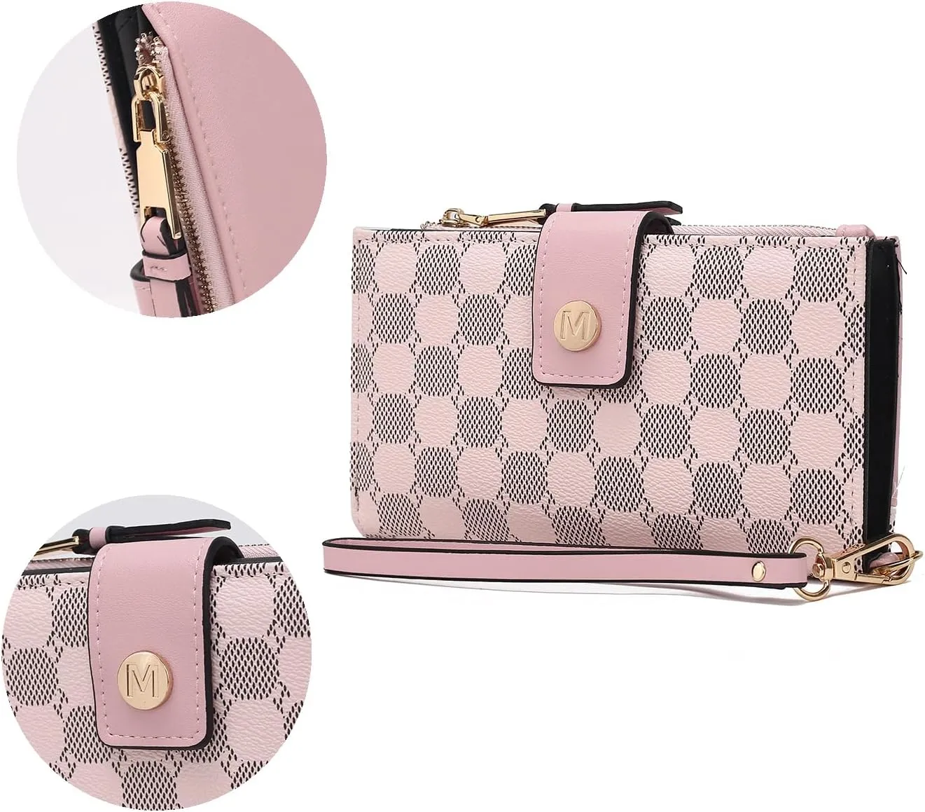 MKF Collection Wristlet Wallet for Women, Multi Compartment Circular Print Vegan Leather Wristlet Strap Purse By Mia K