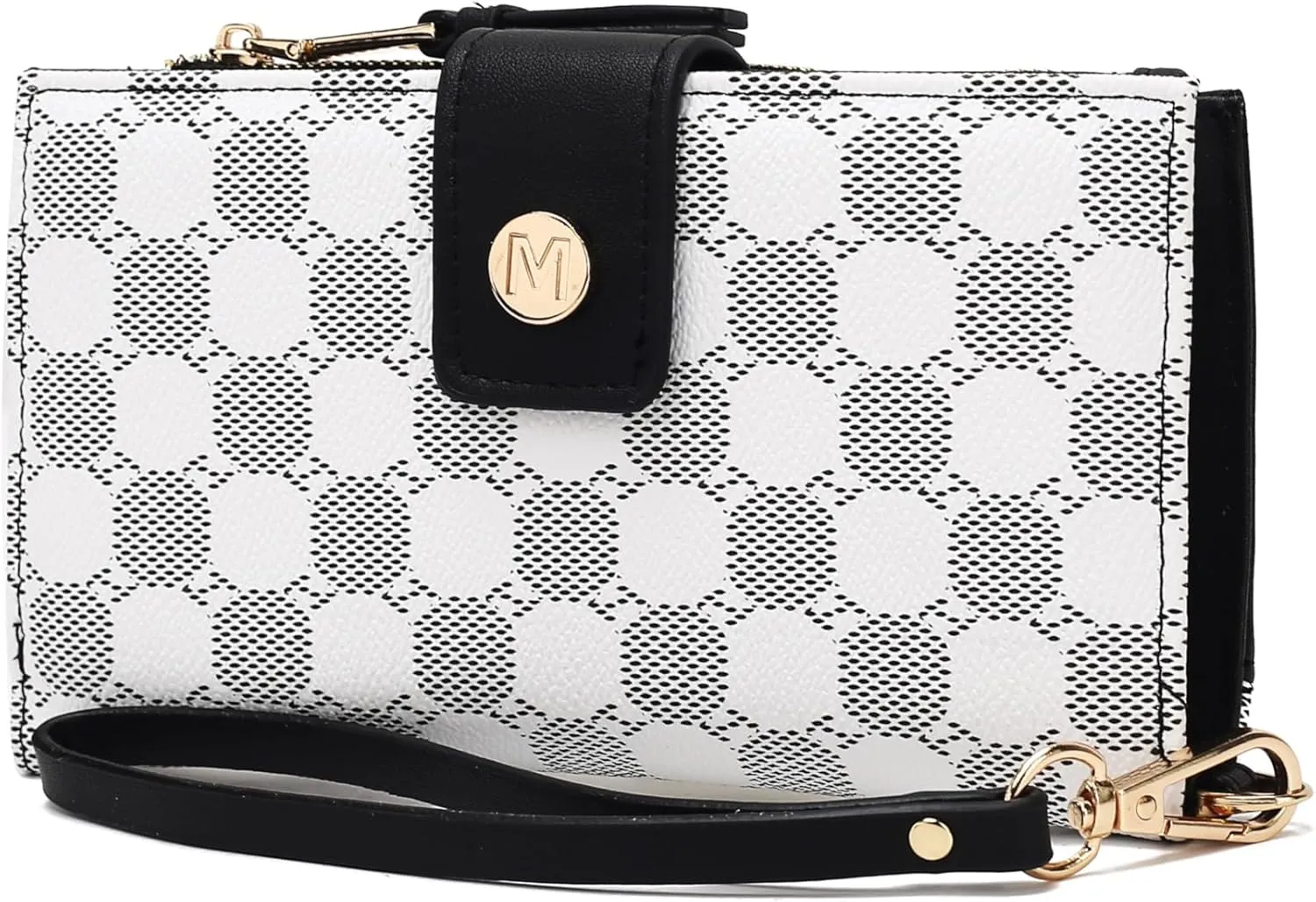 MKF Collection Wristlet Wallet for Women, Multi Compartment Circular Print Vegan Leather Wristlet Strap Purse By Mia K