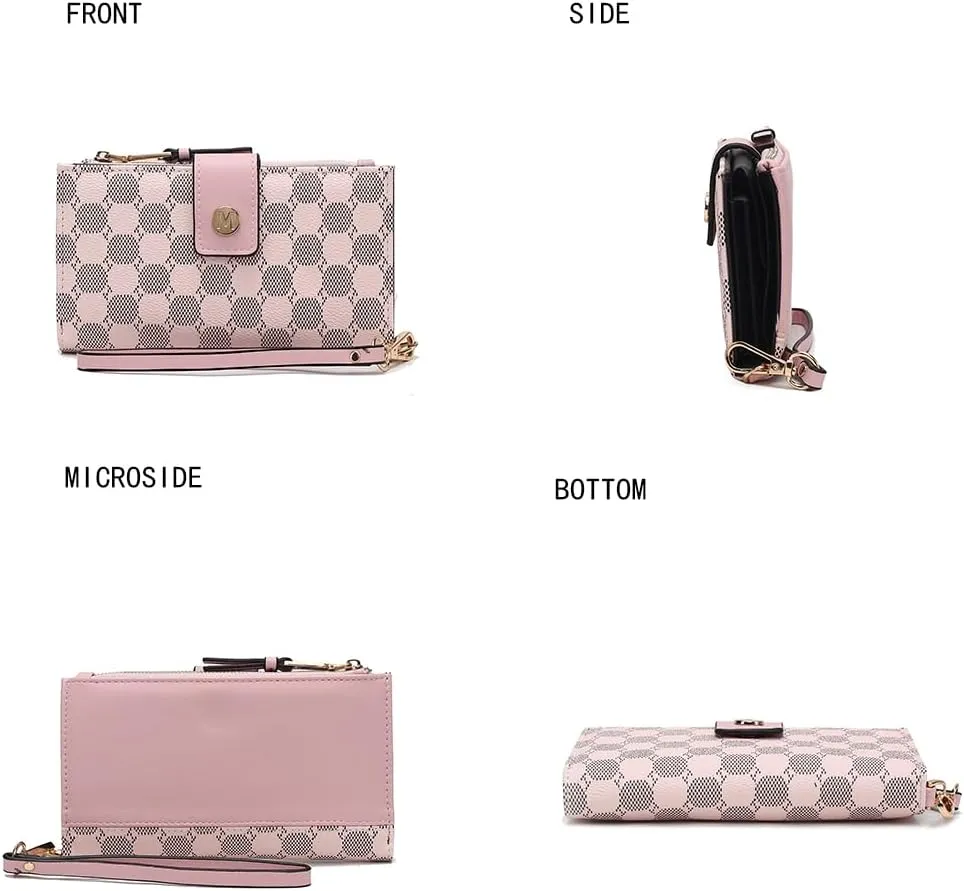 MKF Collection Wristlet Wallet for Women, Multi Compartment Circular Print Vegan Leather Wristlet Strap Purse By Mia K