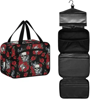 MNSRUU Hanging Toiletry Bags for Women Travel, Gothic Skull Rose Clock Pigeon Toiletry Organizer Portable Travel Toiletry Bags Clear Wash Bags Makeup Bag Cosmetic Bag