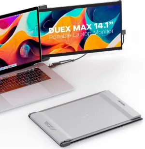 Mobile Pixels Duex Max Portable Monitor, The On-The-Go Dual-Screen Laptop Monitor, 14.1" Full HD IPS Display, USB A/Type-C, Plug and Play, Sleek Design
