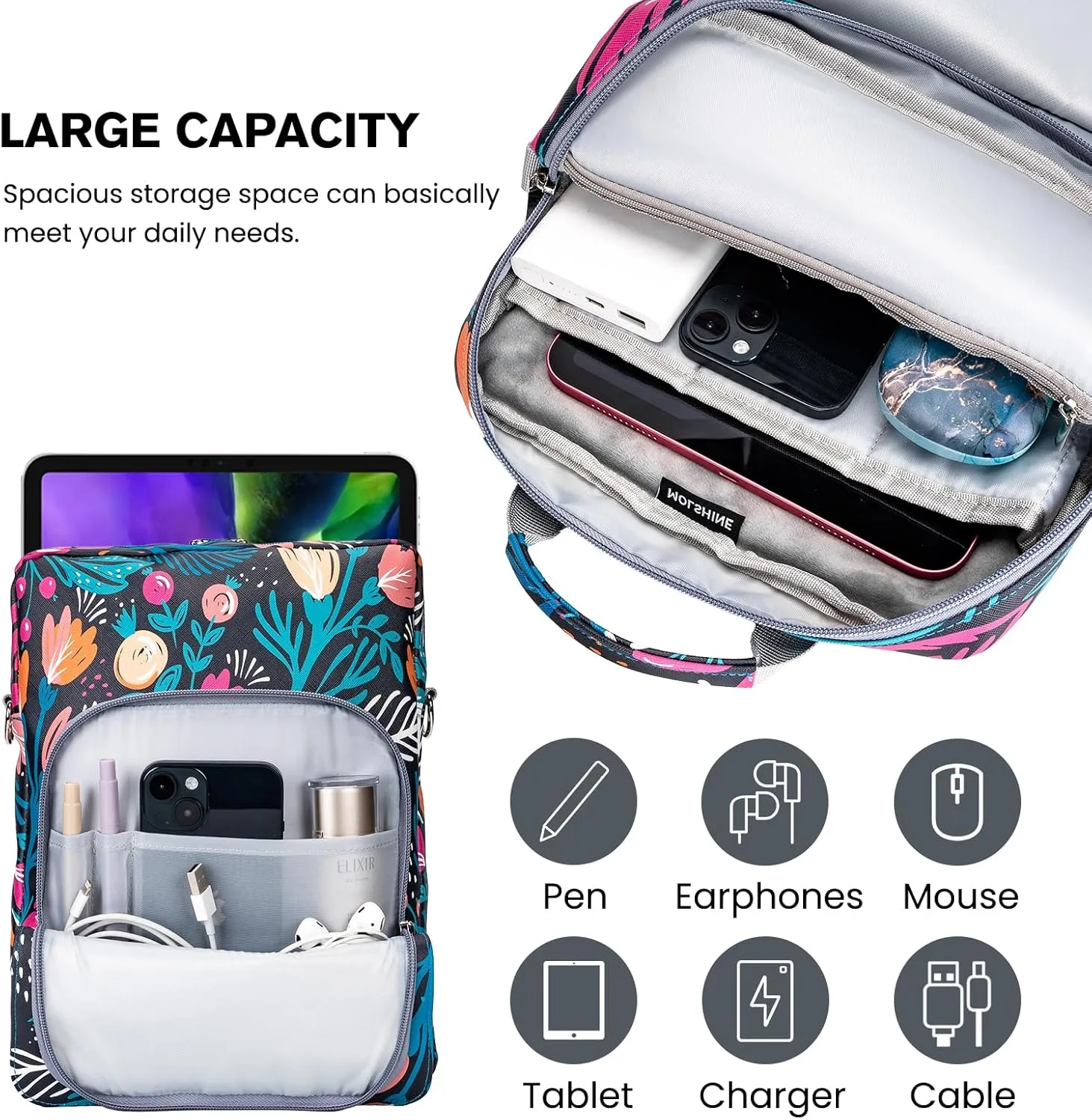 MOLSHINE 9-11.6 Inch Tablet Sleeve Bag Pouch with Handle & Shoulder Strap,Carrying Case for Laptop,iPad,Samsung Galaxy Tab