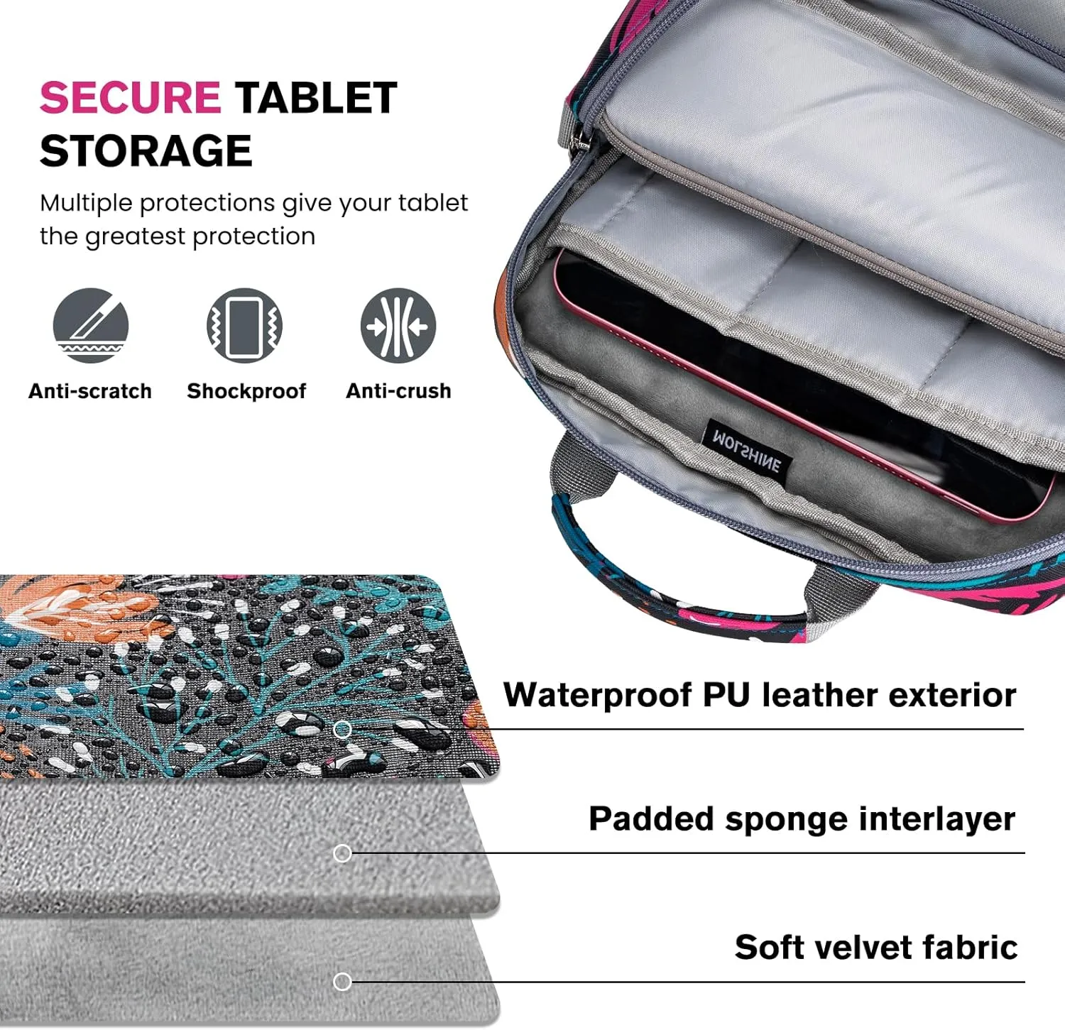 MOLSHINE 9-11.6 Inch Tablet Sleeve Bag Pouch with Handle & Shoulder Strap,Carrying Case for Laptop,iPad,Samsung Galaxy Tab