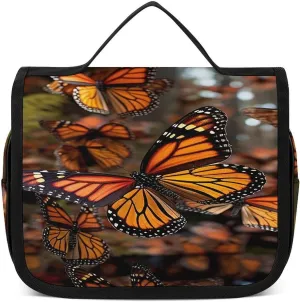 Monarch Butterflies Toiletry Bag For Women Waterproof Travel Cosmetic Bags Bathroom Hanging Storage Bag