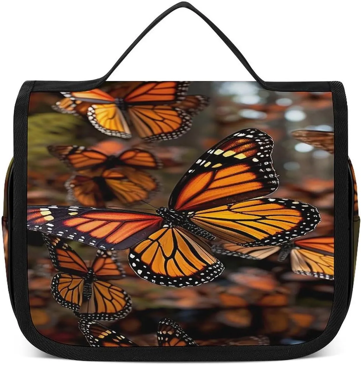 Monarch Butterflies Toiletry Bag For Women Waterproof Travel Cosmetic Bags Bathroom Hanging Storage Bag