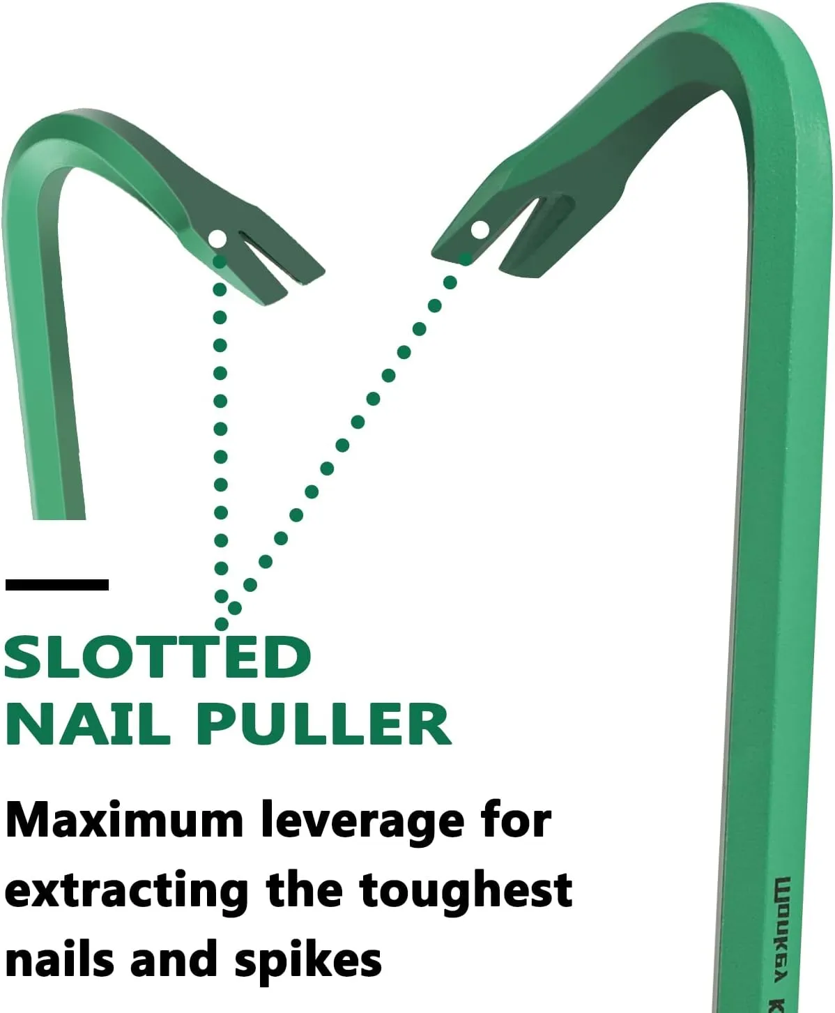 Monkey King Bar-18IN Pry Bar Gooseneck Wrecking Bar-Crowbar tool for Many pulling/Green color