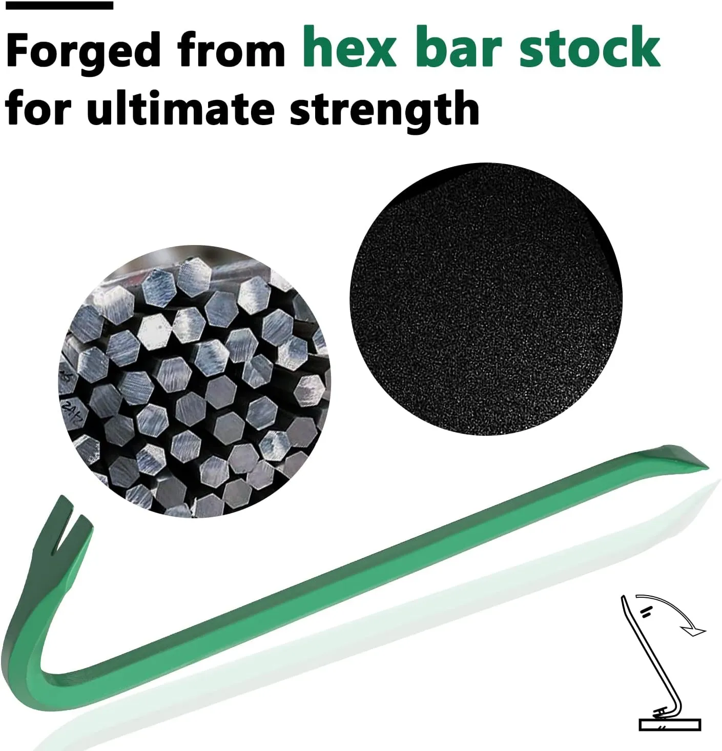 Monkey King Bar-18IN Pry Bar Gooseneck Wrecking Bar-Crowbar tool for Many pulling/Green color