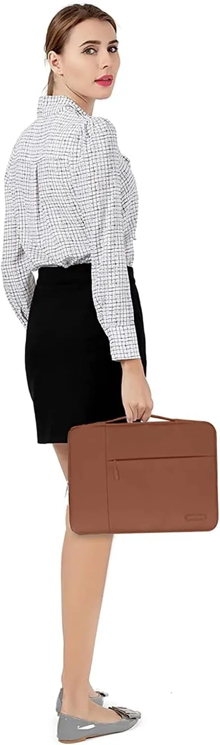 MOSISO Laptop Case 13.3 inch, 13-14 inch Laptop Sleeve with Handle Compatible with MacBook Air/Pro 13 / Pro 14, HP Dell ASUS Lenovo Notebook, Polyester Multifunctional Computer Bag, Caramel Brown