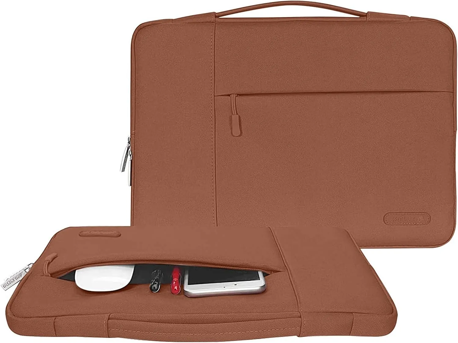 MOSISO Laptop Case 13.3 inch, 13-14 inch Laptop Sleeve with Handle Compatible with MacBook Air/Pro 13 / Pro 14, HP Dell ASUS Lenovo Notebook, Polyester Multifunctional Computer Bag, Caramel Brown