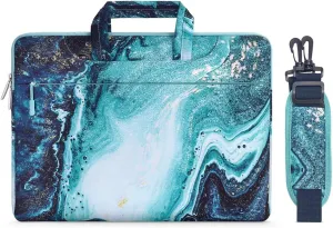 MOSISO Laptop Shoulder Bag Compatible with MacBook Air 15 inch M3 M2 A2941/Pro 16 M4 M3 M2 M1 2025-2019, 15-15.6 inch Notebook, Creative Wave Marble Carrying Briefcase Handbag Sleeve Case