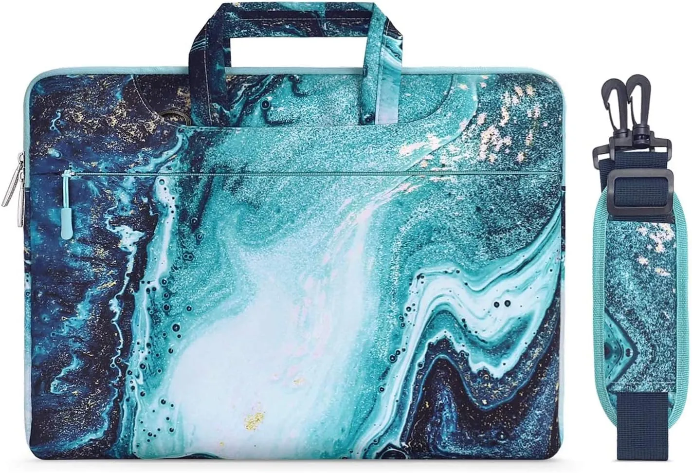 MOSISO Laptop Shoulder Bag Compatible with MacBook Air 15 inch M3 M2 A2941/Pro 16 M4 M3 M2 M1 2025-2019, 15-15.6 inch Notebook, Creative Wave Marble Carrying Briefcase Handbag Sleeve Case