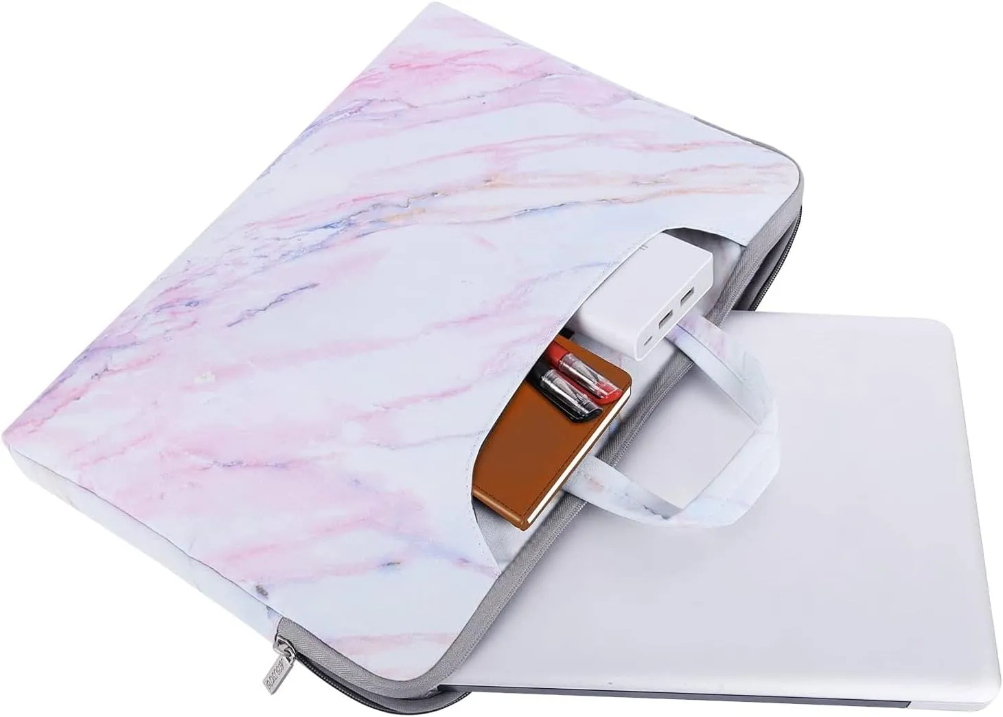 MOSISO Laptop Shoulder Bag Compatible with MacBook Air/Pro, 13-13.3 inch Notebook, Compatible with MacBook Pro 14 inch M3 M2 M1 2023-2021, Canvas Cross Grain Marble Carrying Briefcase Sleeve