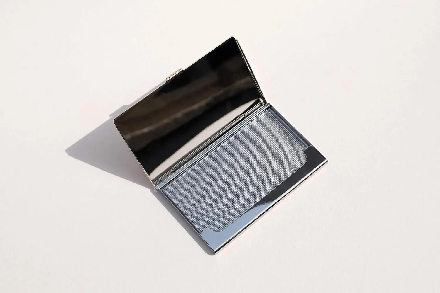 Mother of Pearl Business Card Case Credit Id Name Holder Travel Wallet Art Painting Design Metal Stainless Steel Engraved Slim Purse Pocket Cash Money Wallet (Arabesque)
