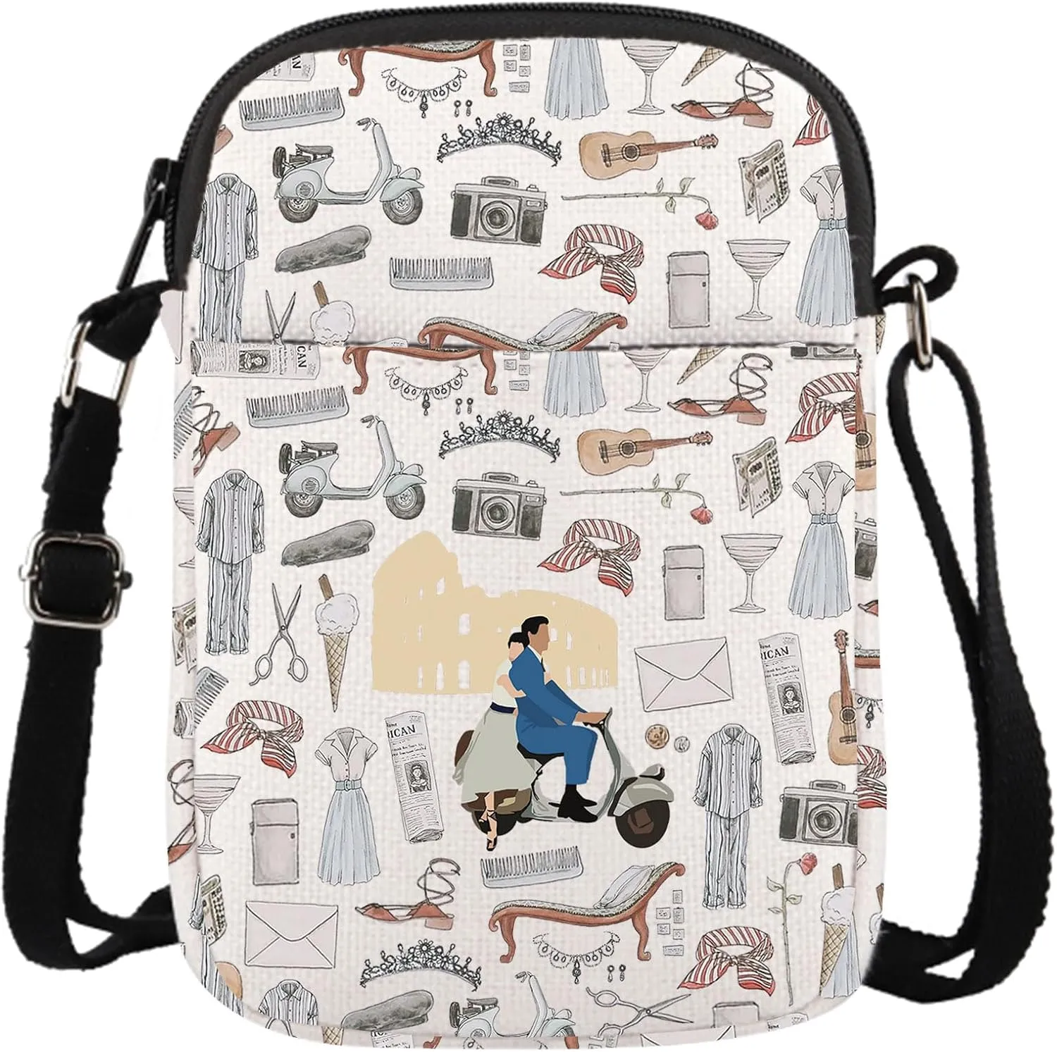 Movie Inspired Gift Romance Comedy B&W Film Tote Bag Movies Merchandise Rome Travel souvenir Gift