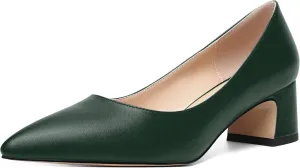 MOVINSTEPS Womens Evening Pointed Toe Dress Slip On Matte Chunky Low Heel Pumps Shoes 2 Inch