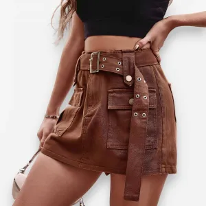 Multi Pocket design denim skirt